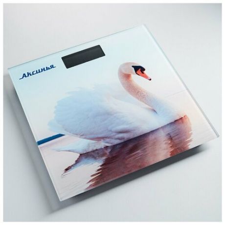 Весы напольные электронные Аксинья КС-6010 ""Белый лебедь"": 180 кг, 26*26см (10) КС-6010 белый лебе .