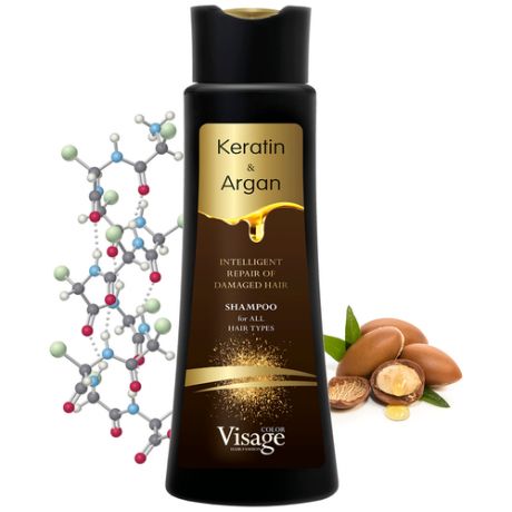 VISAGE Color Hair Fashion / Восстанавливающий шампунь с кератином и аргановым маслом, 400мл