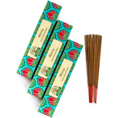 Ароматические палочки ручной работы, благовония из Индии Orkay Мирра, Mirra, Бокс-3 упаковки х 15 гр.