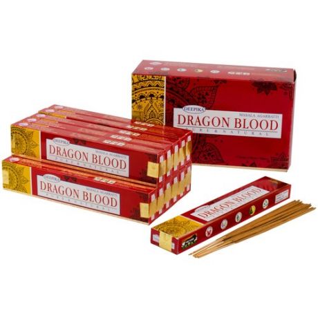 Ароматические палочки Кровь дракона, Deepika Dragon Blood, натуральные индийские благовония. Бокс-12 упаковок