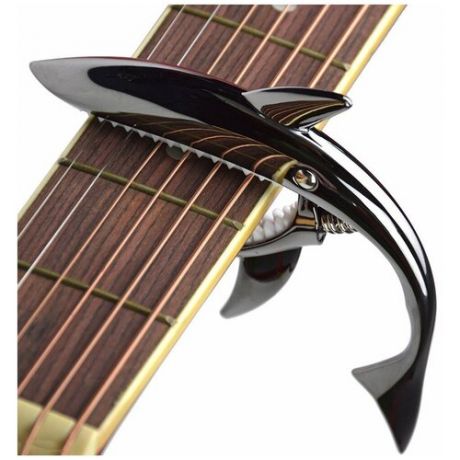 Каподастр для гитары в виде акулы, металлический, черный, 13х8,5х1,8 см