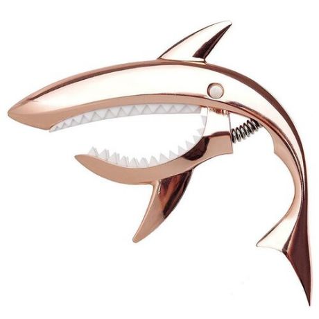 Каподастр для гитары в виде акулы, металлический, розовое золото, 13х8,5х1,8 см