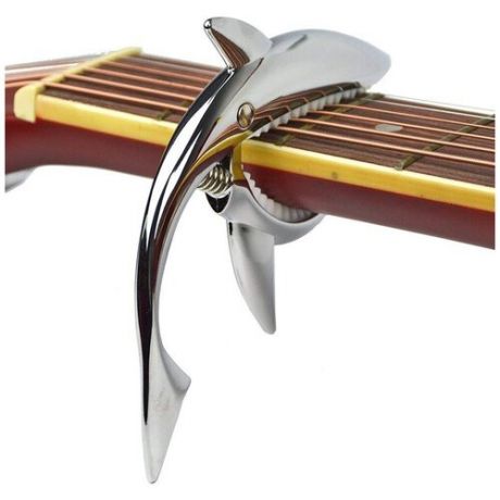 Каподастр для гитары в виде акулы, металлический, серебристый, 13х8,5х1,8 см