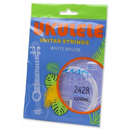 Комплект струн для укулеле, нейлоновые, белый, 10х15 см