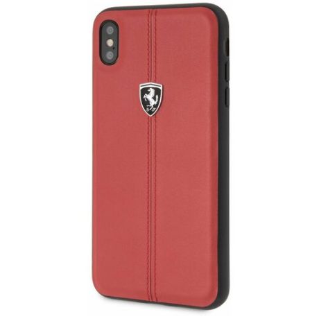 Кожаный чехол-накладка для iPhone X/XS Ferrari Heritage W Hard Leather, красный (FEHDEHCPXRE)