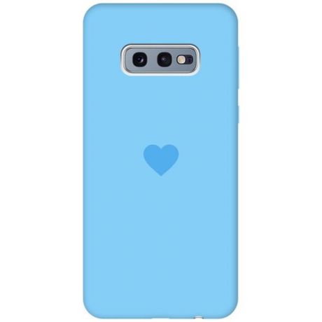 Силиконовая чехол-накладка Silky Touch для Samsung Galaxy S10e с принтом "Heart" голубая