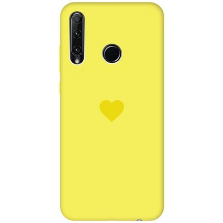 Силиконовая чехол-накладка Silky Touch для Honor 10i / 20e с принтом "Heart" желтая