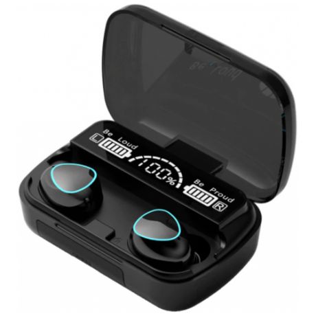 Беспроводные стерео наушники Bluetooth 5,1 NoBrand с зарядным футляром на 3500 мАч и микрофоном , черные
