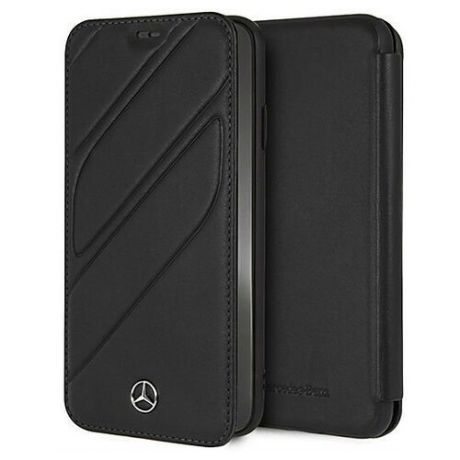 Кожаный чехол-книжка для iPhone XR Mercedes New Organic I Booktype Leather, черный (MEFLBKI61THLBK)