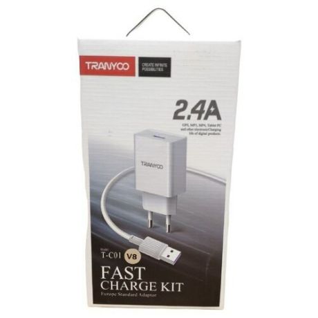 Зарядное устройство с кабелем зарядки Tranyoo fast charger KIT T-C01 V8 Micro USB (2.4A)