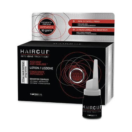 Brelil Professional HairCur Intensive Treatment Лосьон для волос и кожи головы против выпадения на основе стволовых клеток малины и комплекса капиксил (ампулы), 6 мл, 10 шт.