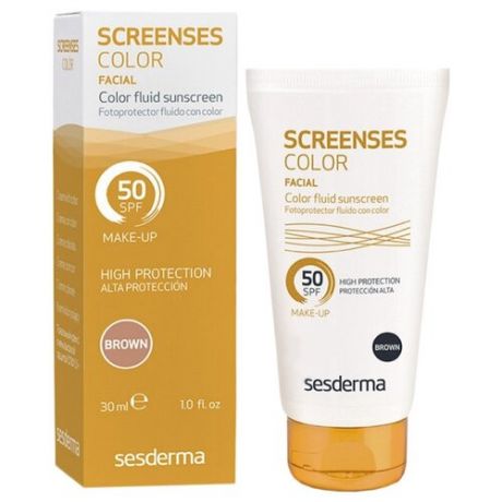 SesDerma флюид Screenses Color Fluid Sunscreen (brown), SPF 50, 50 мл