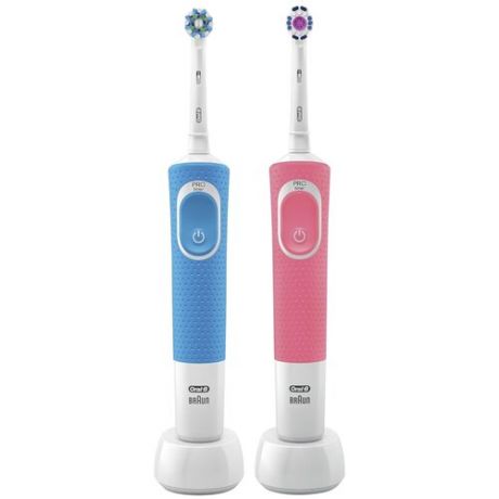 Электрическая зубная щетка Oral-B Vitality D190 DUO, розовый/голубой