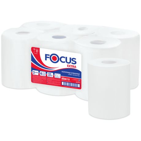 Полотенца бумажные Focus Jumbo Centerpull белые двухслойные 5036772 6 рул.