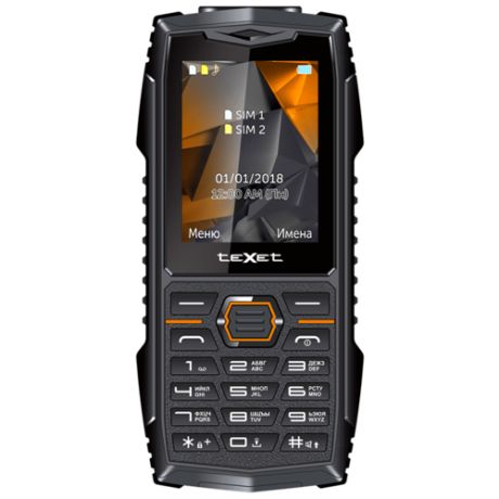 Телефон teXet TM-519R (с камерой), черный/оранжевый