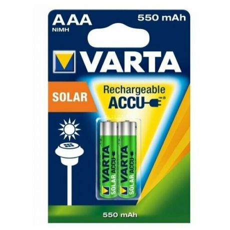 Аккумулятор Ni-Mh 550 мА·ч VARTA Recharge Accu Solar AAA 550, 2 шт.