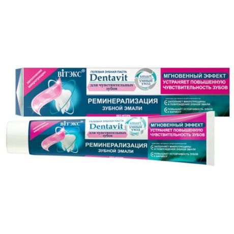 Зубная паста Витэкс Dentavit Smart Умный уход для чувствительных зубов Реминерализация зубной эмали, 85 г