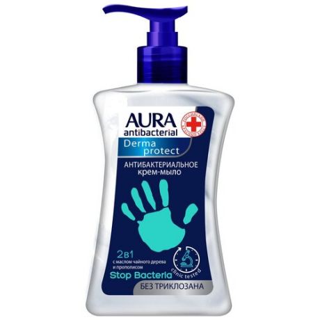 Aura Крем-мыло Derma Protect Антибактериальное с маслом чайного дерева и прополисом, 450 мл