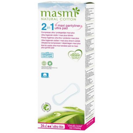 Masmi прокладки ежедневные Soft Maxi Plus 2 в 1, 2 капли, 24 шт.
