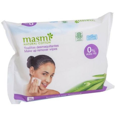 Masmi влажные салфетки для снятия макияжа Natural Cotton