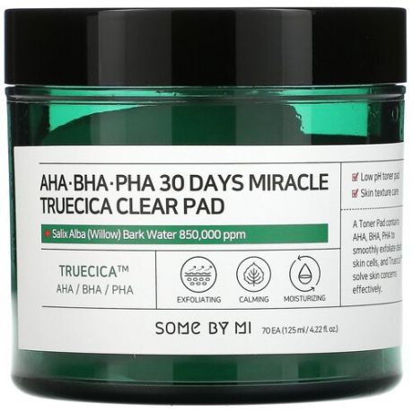Some By Mi Пэды кислотные 30 Days miracle truecica clear pad, 125 мл