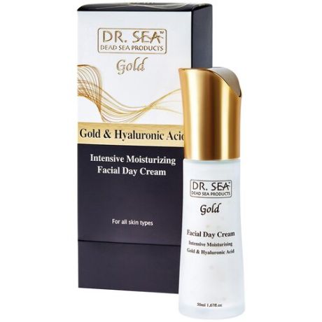 Dr. Sea Gold & Hyaluronic Acid Глубокоувлажняющий регенерирующий крем для лица с коллоидным золотом и гиалуроновой кислотой, 50 мл