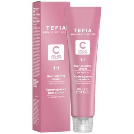 Tefia Color Creats крем-краска для волос Hair Coloring Cream with Monoi Oil, 10.1 экстра светлый блондин пепельный, 60 мл