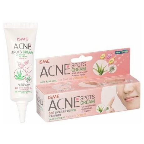 ISME крем для проблемной кожи Acne Spots Cream с алоэ вера, маслом чайного дерева и витамином В6, 10 г