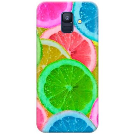 Ультратонкий силиконовый чехол-накладка для Samsung Galaxy A6 Plus (2018) с принтом "Разноцветные лимоны"