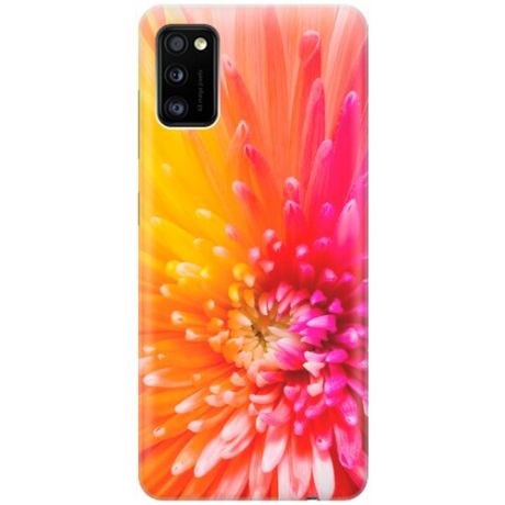 Ультратонкий силиконовый чехол-накладка для Samsung Galaxy A41 с принтом "Розовая хризантема"