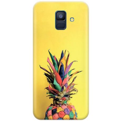 Ультратонкий силиконовый чехол-накладка для Samsung Galaxy A6 (2018) с принтом "Ананас на желтом"