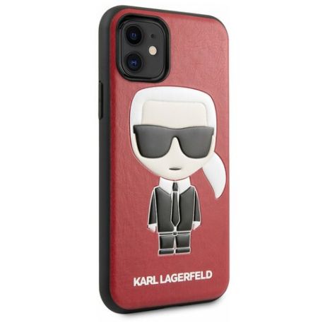 Чехол Lagerfeld для iPhone 11 PU Leather Iconik Karl Hard Red
