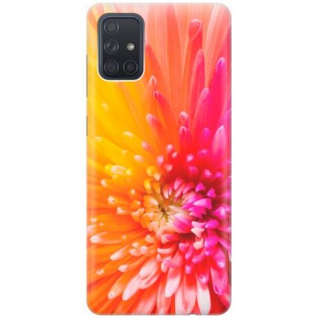 Ультратонкий силиконовый чехол-накладка для Samsung Galaxy A71 с принтом "Розовая хризантема"