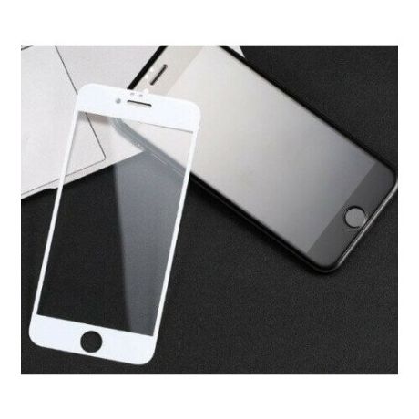 Защитное стекло противоударное тонкое 6D для iPhone 6/6s белое на полный экран