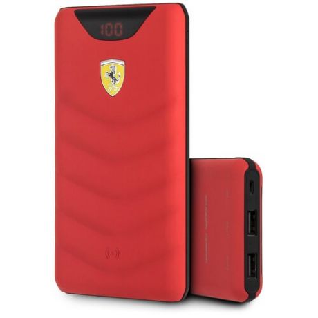АКБ внешняя Ferrari Wireless 10000 mAh, цифровой дисплей, 2 USB, Red