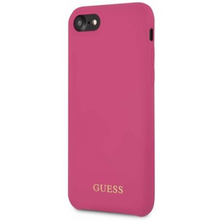 Чехол Guess для iPhone 7/8 Silicone collection Gold logo Hard Pink