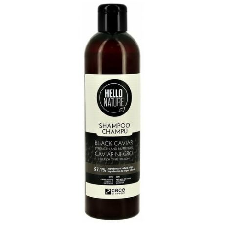 Шампунь для волос `HELLO NATURE` BLACK CAVIAR с экстрактом черной икры (укрепление и питание) 300 мл