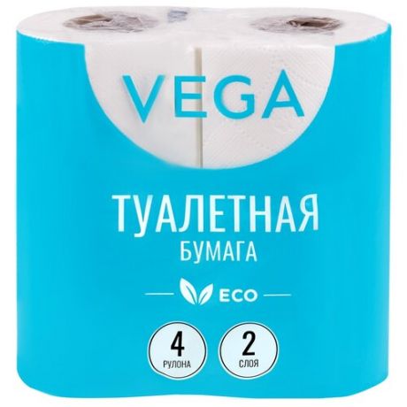Туалетная бумага VEGA белая двухслойная (315616) 4 рул.