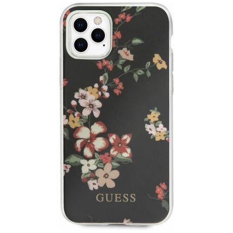 Чехол Guess для iPhone 11 Pro Flower TPU/PC Hard Shiny N.4 Black