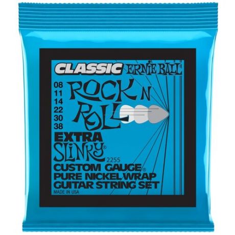 ERNIE BALL 2255 Classic Rock n Roll Pure Nickel Slinky Extra 8-38 Струны для электрогитары