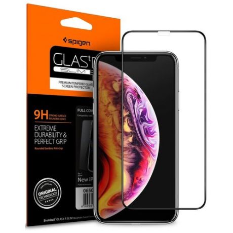 Защитное стекло Spigen GLAS.tR SLIM Full Cover для iPhone X/Xs черный