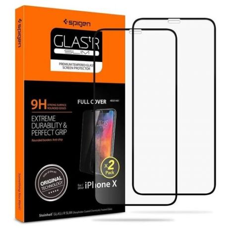 Защитное стекло Spigen Glas. tR Slim Full Cover 2pcs (057GL23120) для iPhone 11 Pro/XS/X (Black)