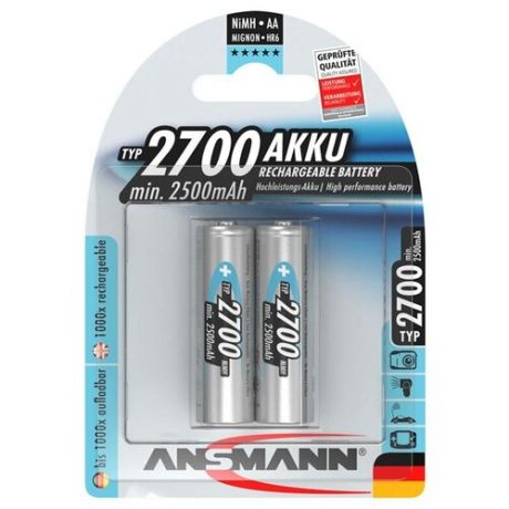 Аккумулятор AA - Ansmann 2700mAh BL2 (2 штуки) 5030852-RU / 16670
