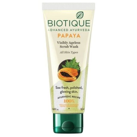 Biotique гель-скраб для лица Bio Papaya Visibly Ageless Scrub Wash 100 мл