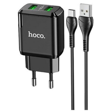 Сетевое зарядное устройство Hoco N6 Charmer + кабель USB Type-C, black