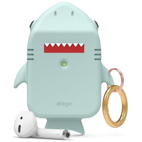 Чехол Elago для AirPods Gen 1 & 2 Shark Silicone hang case Mint