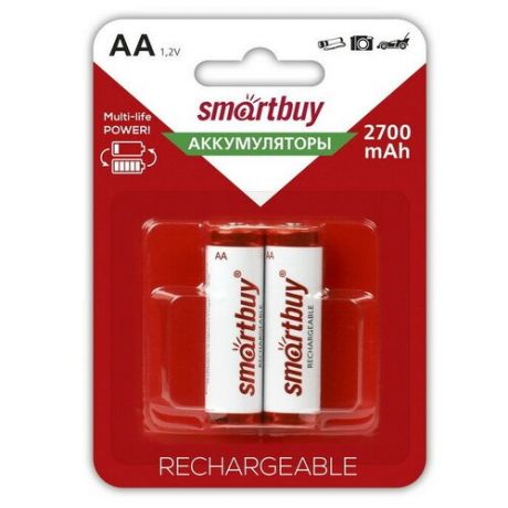 Аккумулятор Smartbuy 2700mAh AA/2BL NiMh 2шт/бл (SBBR-2A02BL2700)