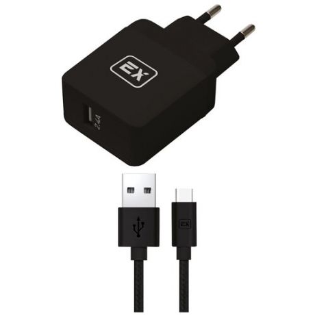 Зарядное устройство для телефона 1usb 2.4a+кабель usb-type-c qc3.0 1m
