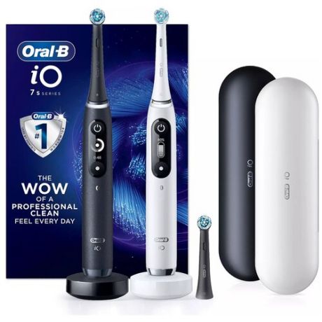 Электрическая зубная щетка Oral-B iO Series 7s, черный оникс и белый алебастр (2 шт.)