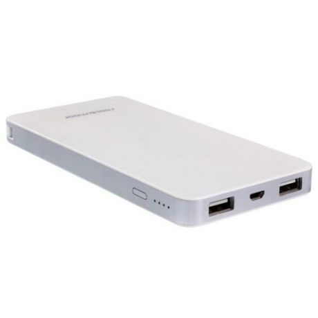 Универсальный внешний аккумулятор Ross&Moor PB-LS010 8000 мАч белый Встроенный microUSB кабель +USB 5В/2.1А+USB 5В/1A